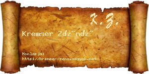 Kremser Zénó névjegykártya